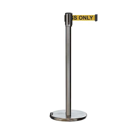 Retractable Belt Rolling Stanchion, 2ft Sat.Steel Post  9ft. Auth